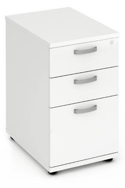 Polar White 3 Drawer Desk High Pedestal