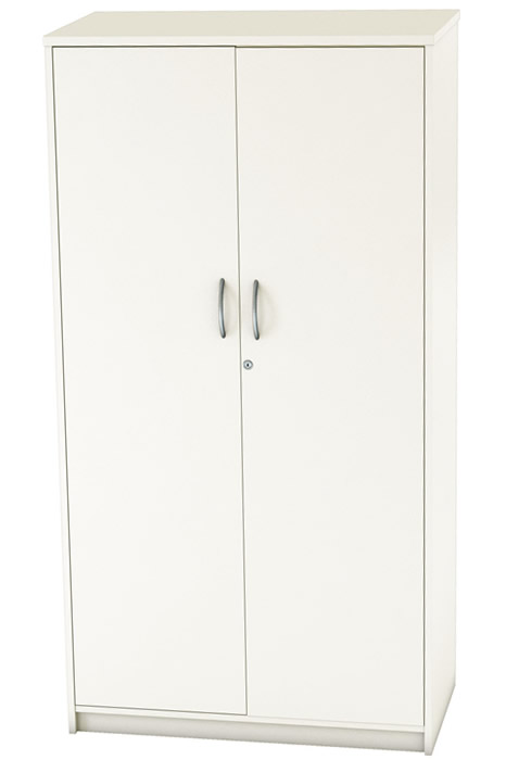 View White Tall 2 Door Office Study Cupboard Fully Lockable Doors 2 Keys Scratch Resistant Surface Avon information