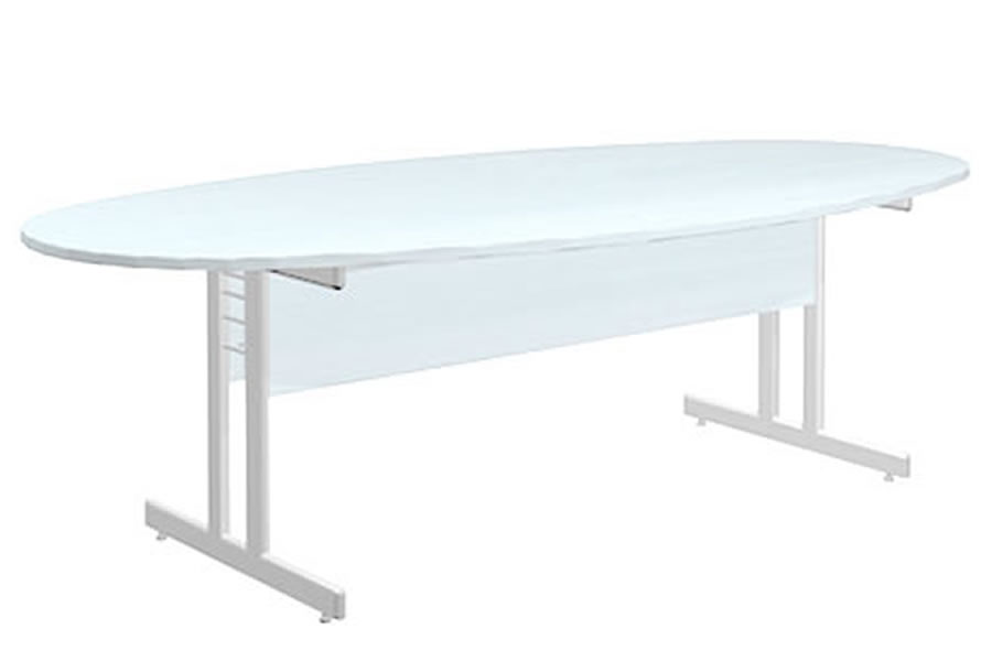 View 2400mm Oval White Boardroom Table Silver Leg Avon information