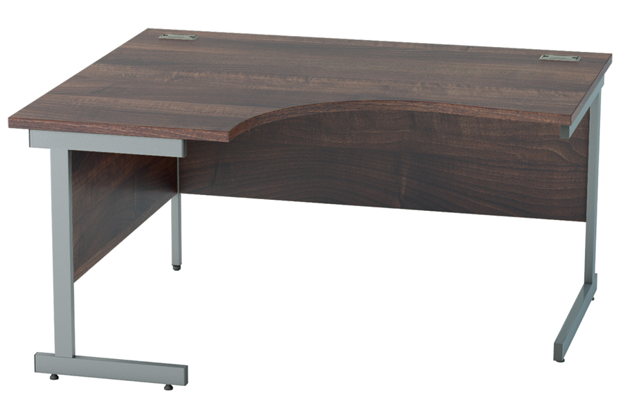 View 160cm x 120cm Walnut LShaped LeftHanded Corner Cantilever Office Desk Workstation 2 Cable Management Access Ports Silver Steel Frame Harmony information