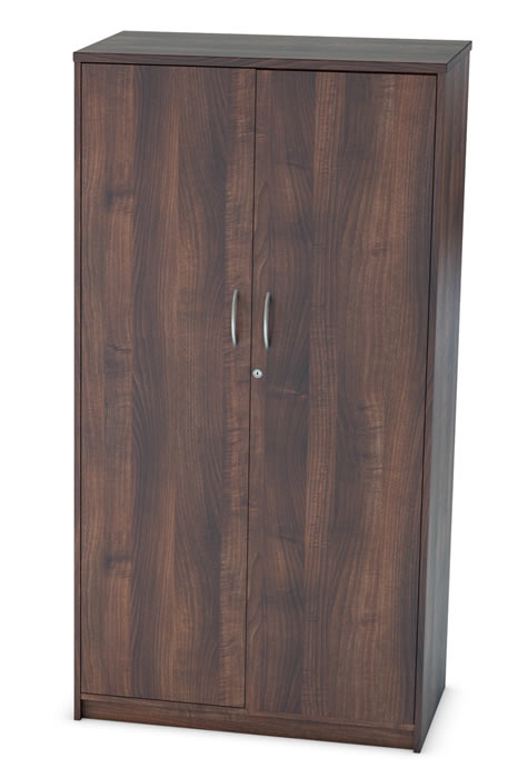 View Walnut Finish Tall 2 Door Office Study Cupboard Fully Lockable Doors 2 Keys Scratch Resistant Surface Harmony information