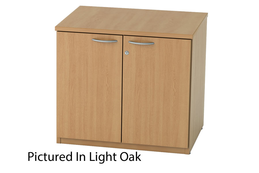 View Light Oak Wooden Desk High Office Cupboard Lockable Thames information