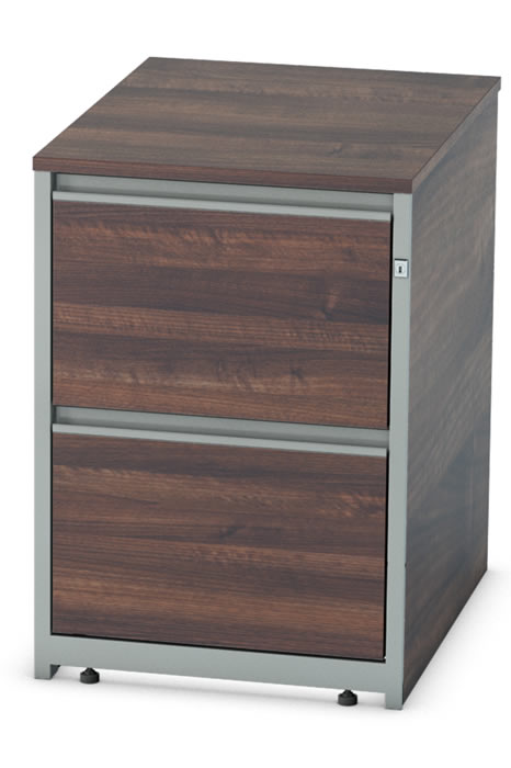 View Walnut Finish Wooden Two Drawer Filing Chest Cabinet Fully Extending Drawers Anti Tilt Mechanism Scratch Resistant Surface Harmony information
