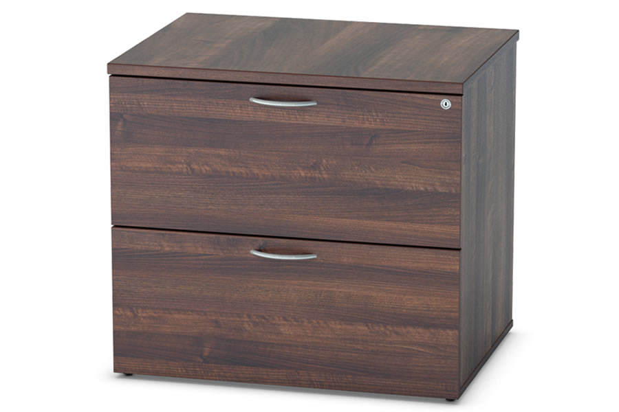 View Walnut Finish Two Drawer Side Filing Cabinet Two Large Fully Extending Filing Drawers A4 Foolscap Filing Fully Assembled Two Keys Provided information