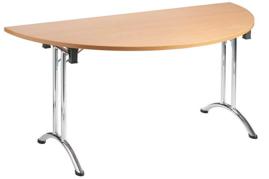 View Folding Heavy Duty Semi Circular Table With Chrome Frame 1600mm Width information