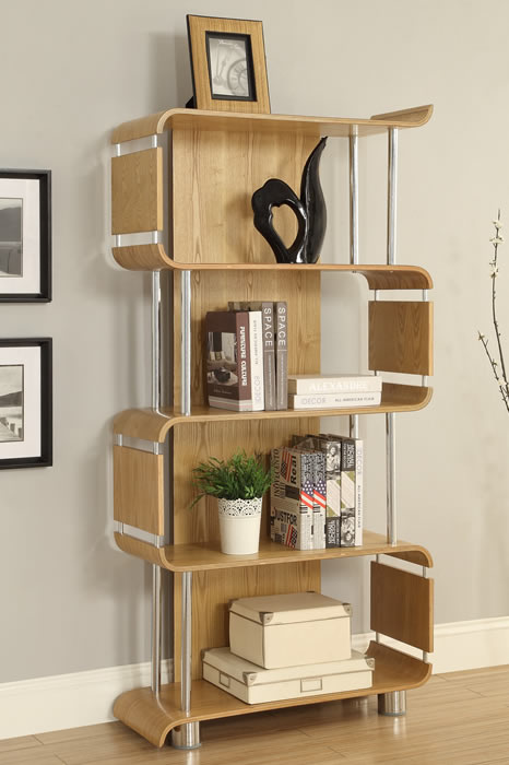 View Jual Curve Bookcase 1640mm High Oak Finish information