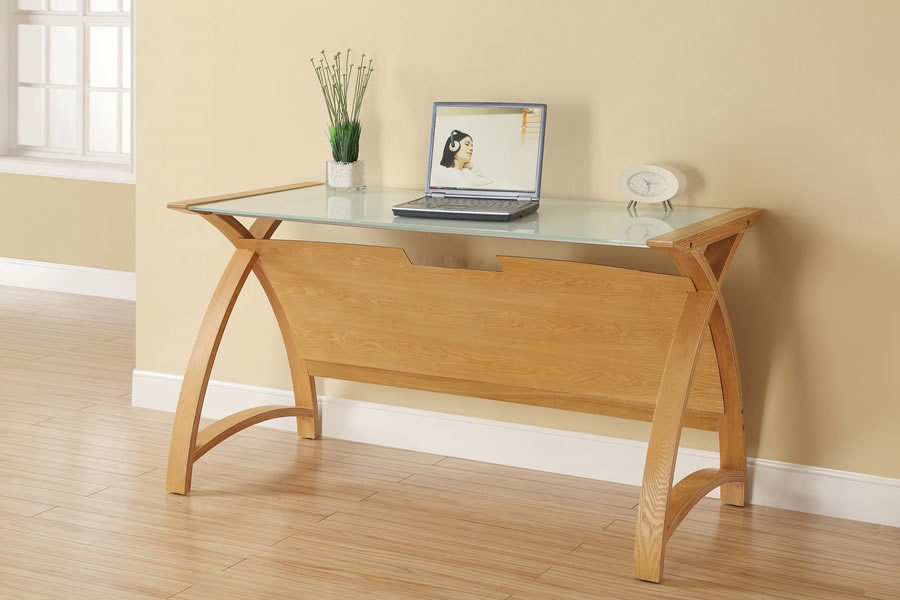 View Jual Oak 1300mm Curve GlassWood Laptop Computer Desk PC201 900LT information