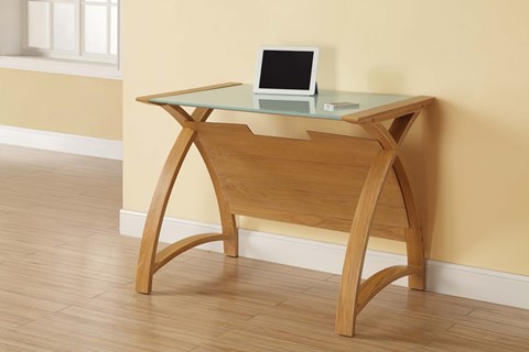 Curve Laptop Computer Desk - Oak 900mm