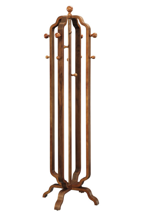 View Contemporary curved coat stand in a walnut finish modern twist with a unique shape works well as a standalone piece Matching furniture available information