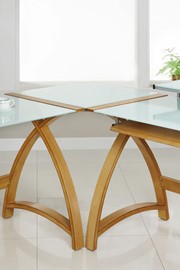 Curve Glass Top Corner Connector - Oak White Glass