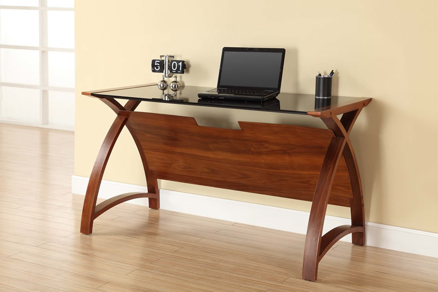 View Jual Walnut 1300mm Curve GlassWood Laptop Computer Desk PC201 900LT information