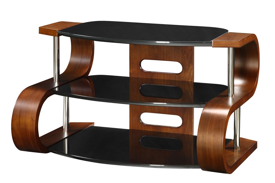 Curved oak shop tv stand