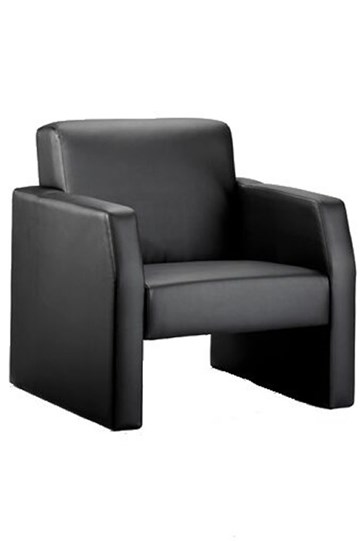 Black Single Leather Reception Chair Square Design Oracle