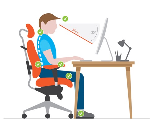 Correct office chair sitting position