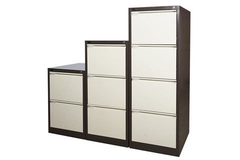 Steel Executive Filing Cabinets - Two Drawers Brown & Beige