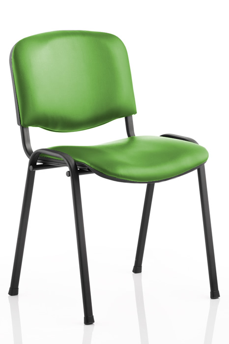 View Green Vinyl Office Conference Chair Vinyl Wipe Clean Upholstery Stacks 12 High Robust Steel Frame Padded Seat Back Waiting Room Chair information