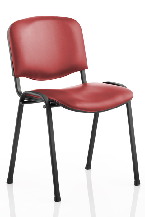 View Red Vinyl Office Conference Chair Vinyl Wipe Clean Upholstery Stacks 12 High Robust Steel Frame Padded Seat Back Waiting Room Chair information