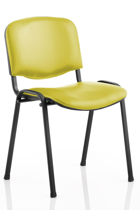 View Yellow Vinyl Office Conference Chair Vinyl Wipe Clean Upholstery Stacks 12 High Robust Steel Frame Padded Seat Back Waiting Room Chair information
