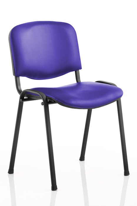 View Purple Vinyl Office Conference Chair Vinyl Wipe Clean Upholstery Stacks 12 High Robust Steel Frame Padded Seat Back Waiting Room Chair information