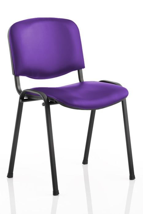 View Purple Vinyl Office Conference Chair Vinyl Wipe Clean Upholstery Stacks 12 High Robust Steel Frame Padded Seat Back Waiting Room Chair information
