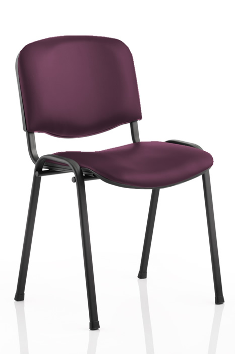 View Plum Vinyl Conference Chair Stacks 12 High Ergonomic Backrest Padded Seat Sturdy Black Frame AntiSlip Feet 58 Hour Use Fully Assembled information