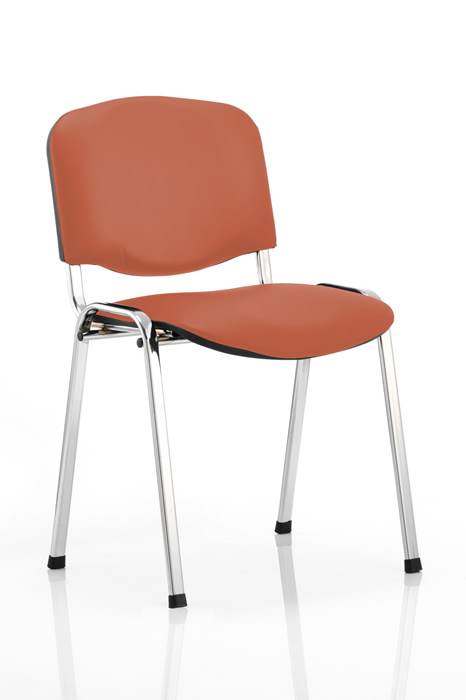 View Orange Vinyl Wipeable Chrome Conference Chair Deeply Padded Seat information