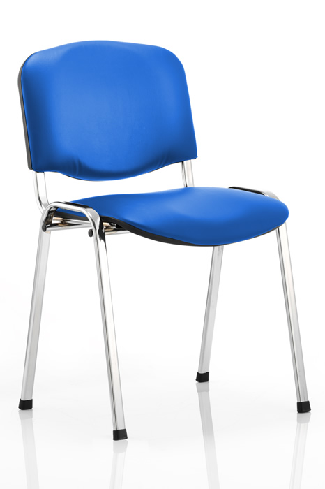 View Blue Vinyl Wipeable Chrome Conference Chair Deeply Padded Seat information