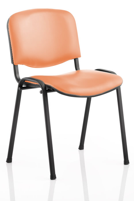 View Orange Vinyl Office Conference Chair Vinyl Wipe Clean Upholstery Stacks 12 High Robust Steel Frame Padded Seat Back Waiting Room Chair information