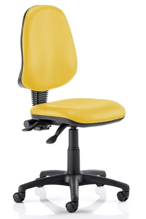 View Affordable Vinyl Operator Chair Yellow Fixed Loop Arms information