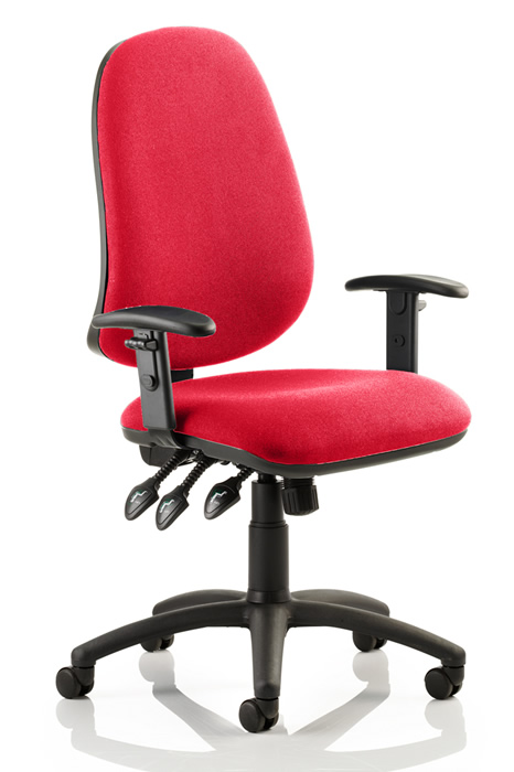 View Topaz Ergonomic Operator Chair Red Cherry Fabric information