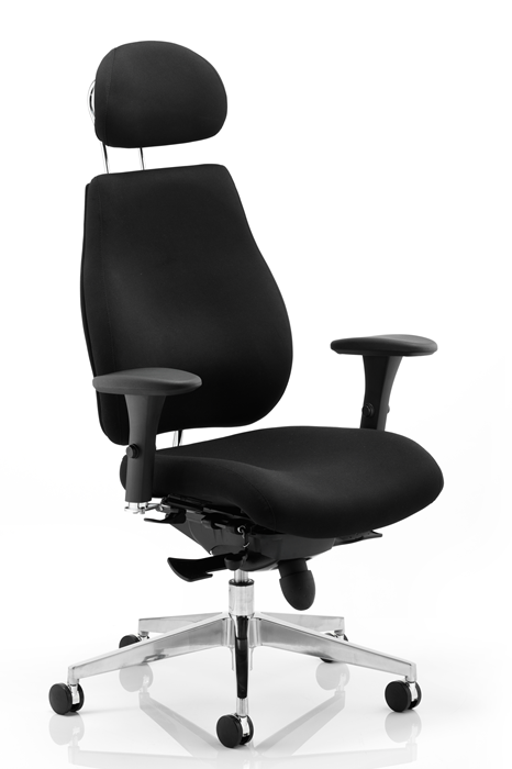 View Black Fabric Ergonomic Office Chair Seat Slide Seat Height Adjustment Ratchet Backrest Adjustment Adjustable Headrest Chiro Plus information