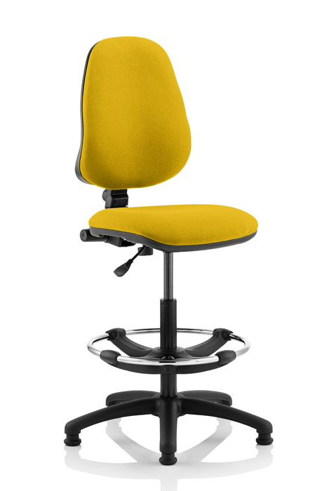 View Yellow Vantage Fabric Draughter Chair With Adjustable Foot Stand Seat Back Height Adjustment Backrest Recline Loop T Adjustable Arms information