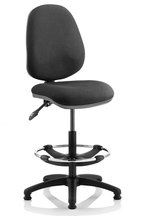 View Black Vantage Fabric Draughter Chair With Adjustable Foot Stand Seat Back Height Adjustment Backrest Recline Loop T Adjustable Arms information