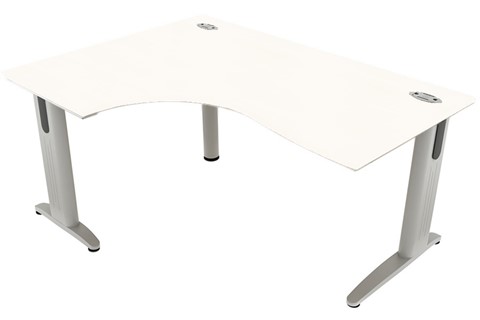 Domino Beam Corner Cantilever Desk - Left Handed White 1400mm x 1200mm
