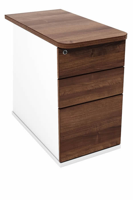 View Wooden Desk High Three Drawer Pedestal Walnut Ascend information