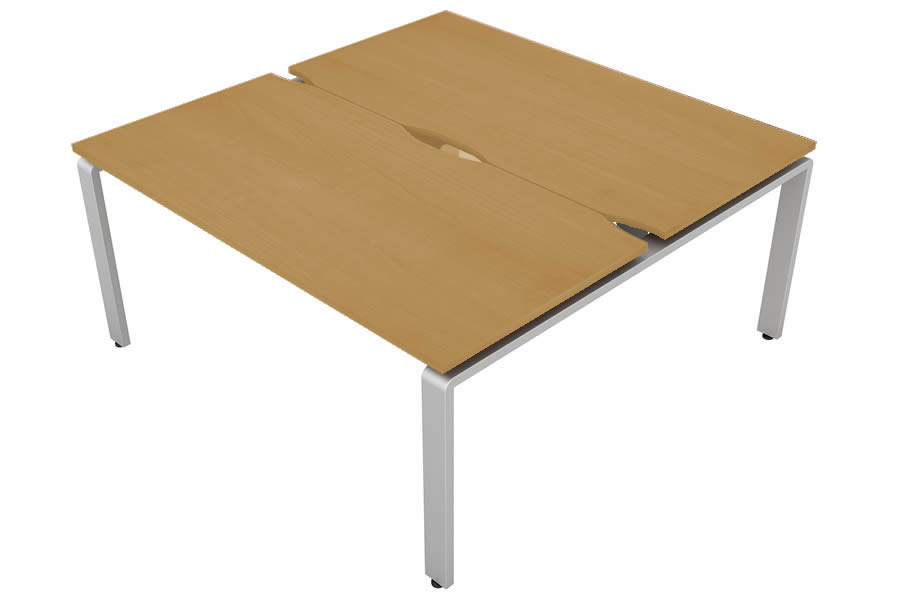 View Beech 2 Person Rectangular Bench Desk Silver Leg 2 x W1800mm x D800mm Aura Beam information