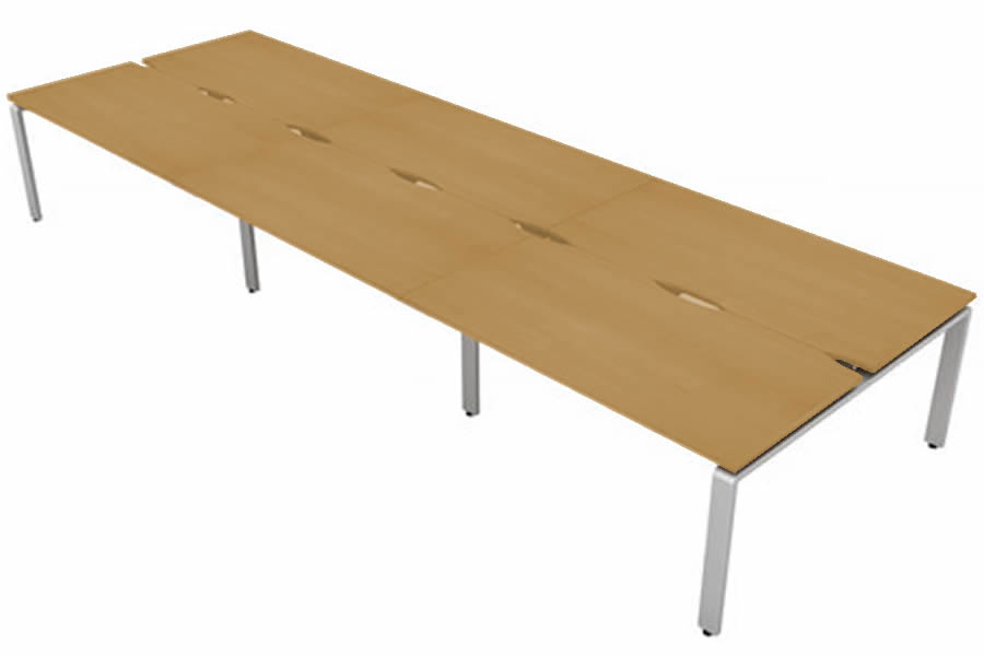 View Beech 6 Person Rectangular Bench Desk Silver Leg 6 x W1200mm x D600mm Aura Beam information