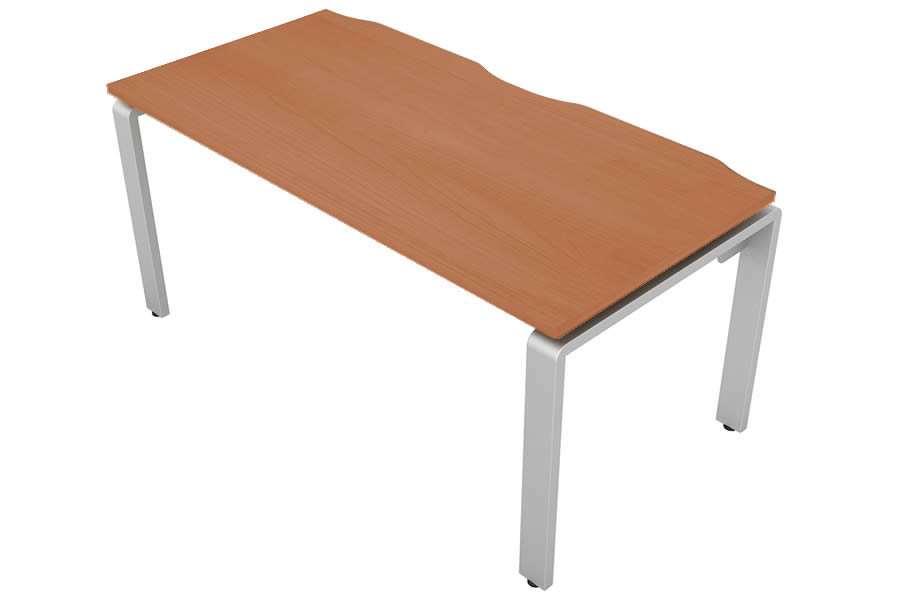 View Cherry Rectangular Bench Office Desk Silver Leg W1800mm x D600mm Aura Beam information