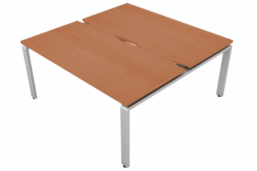 View Cherry 2 Person Rectangular Bench Desk Silver Leg 2 x W1800mm x D600mm Aura Beam information