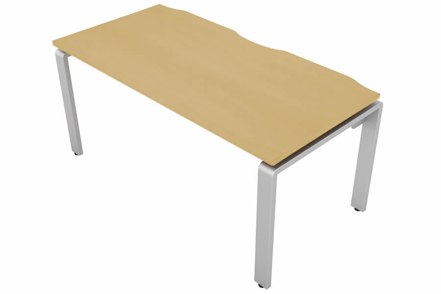 View Maple Rectangular Bench Office Desk Silver Leg W1800mm x D600mm Aura Beam information