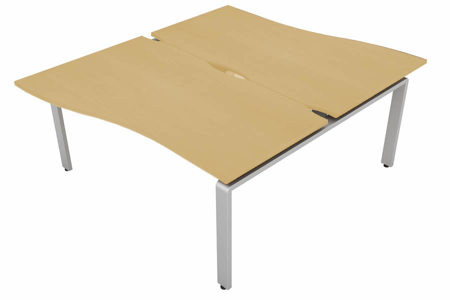 View Maple 2 Person Wave Bench Desk Silver Leg 2 x W1800mm x D800mm Aura Beam information