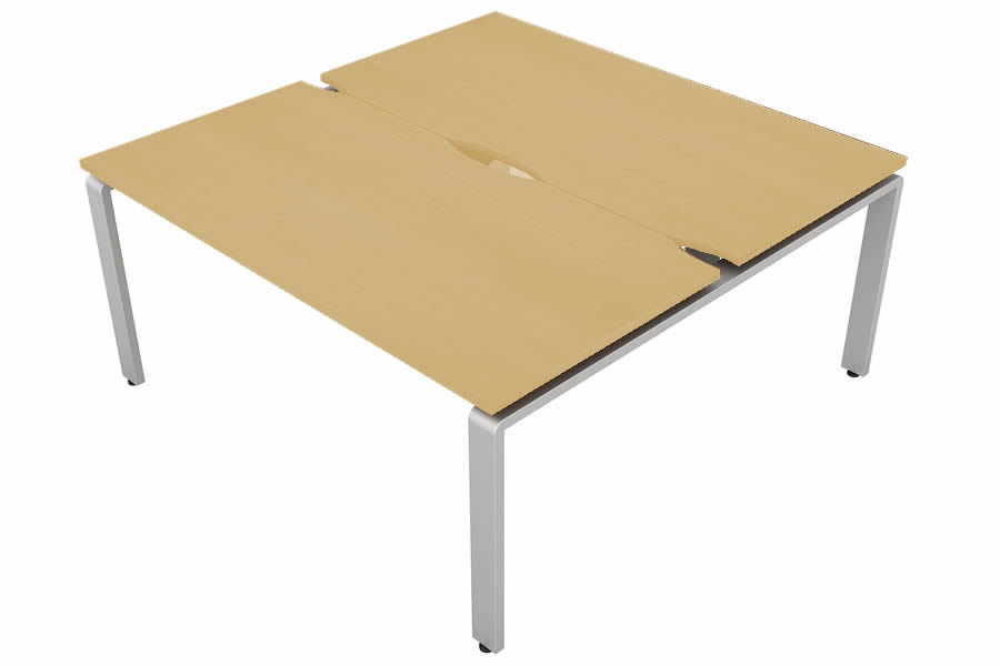 View Maple 2 Person Rectangular Bench Desk Silver Leg 2 x W1800mm x D600mm Aura Beam information