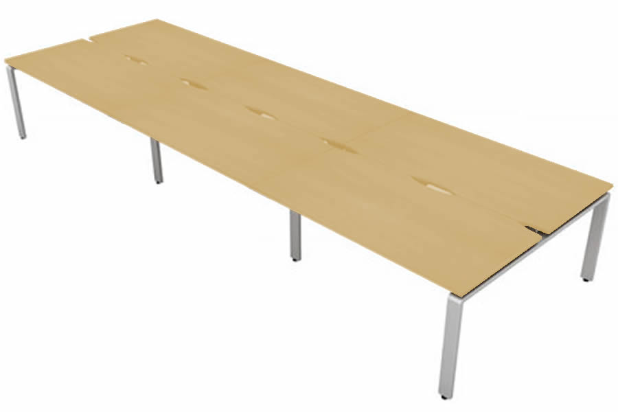 View Maple 6 Person Rectangular Bench Desk Silver Leg 6 x W1400mm x D800mm Aura Beam information