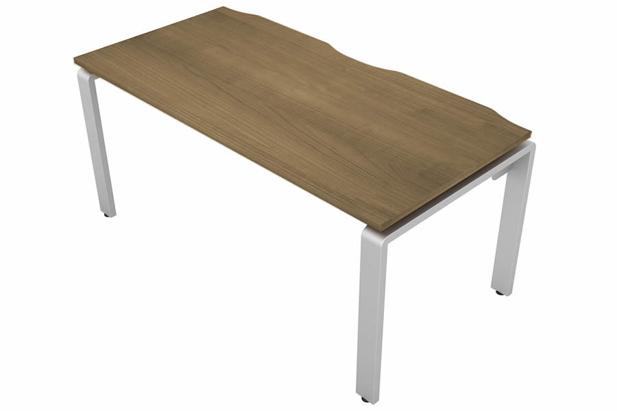 View Light Oak Rectangular Bench Office Desk Silver Leg W1400mm x D800mm Aura Beam information