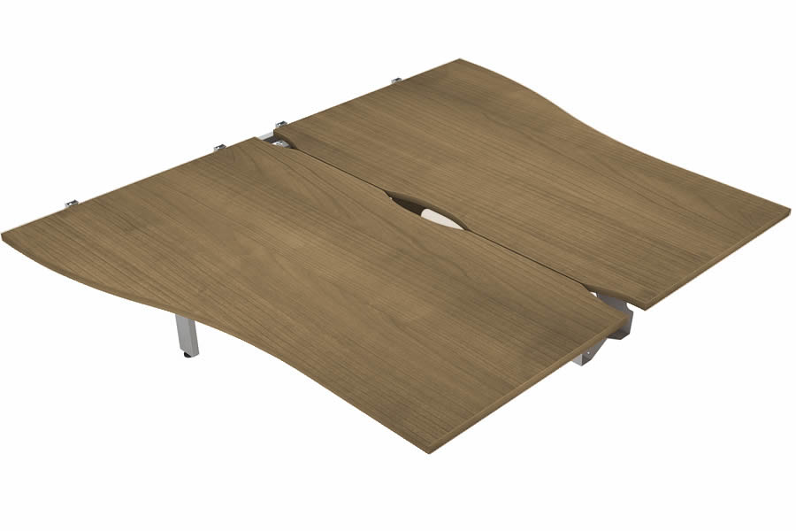 View Light Oak 2 Person Wave Bench Desk Extension Silver Leg 2 x W1200mm x D600mm Aura Beam information