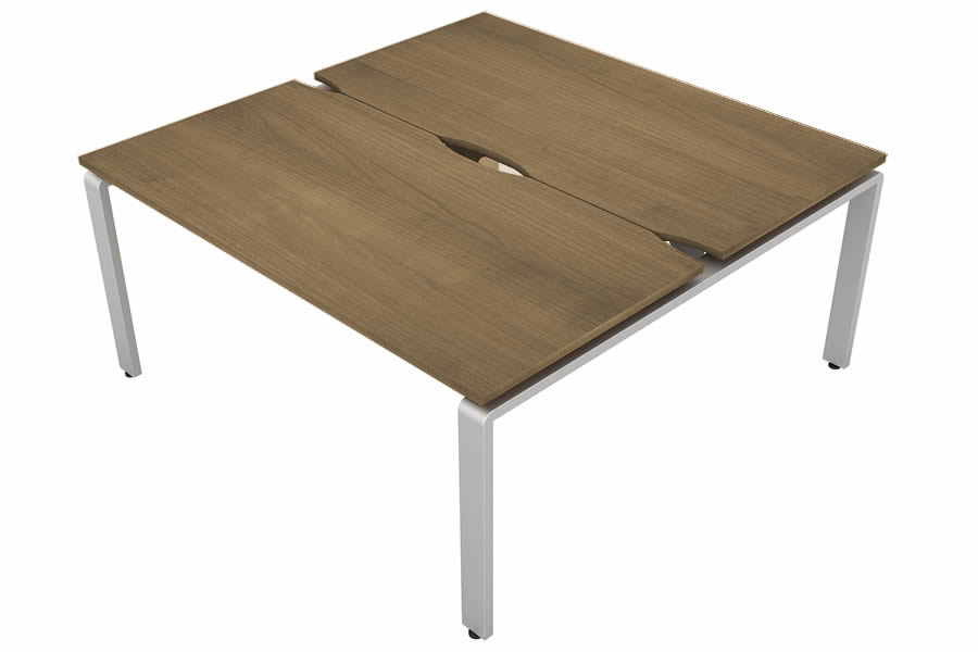 View Light Oak 2 Person Rectangular Bench Desk Silver Leg 2 x W1800mm x D600mm Aura Beam information