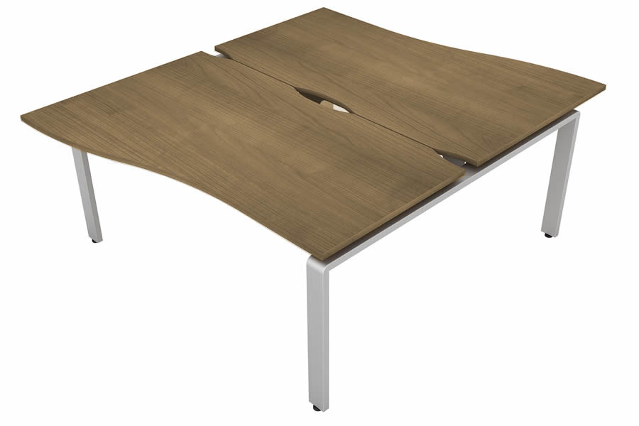 View Light Oak 2 Person Wave Bench Desk Silver Leg 2 x W1400mm x D600mm Aura Beam information