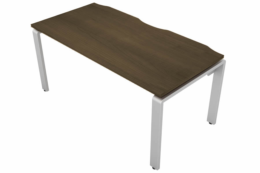 View Walnut Rectangular Bench Office Desk Silver Leg W1800mm x D600mm Aura Beam information