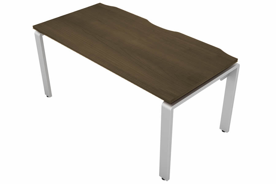 View Walnut Rectangular Bench Office Desk Silver Leg W1200mm x D800mm Aura Beam information