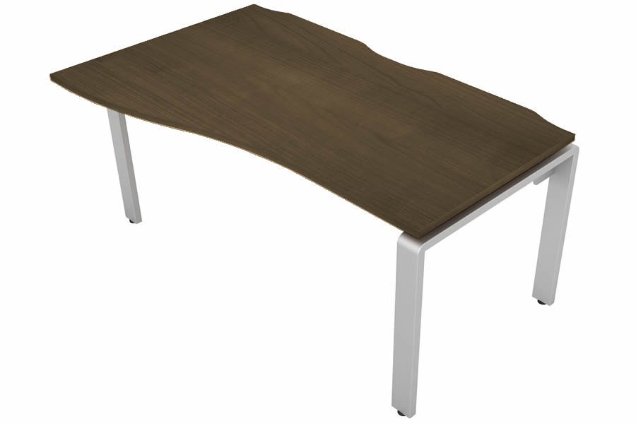 View Walnut Wave Bench Office Desk Silver Leg Left Handed W1400mm x D600mm Aura Beam information